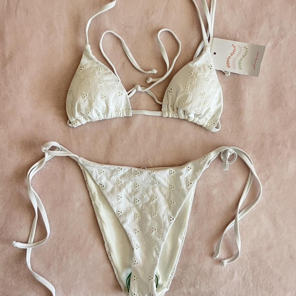 White Eyelet Bikini Set